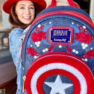 NWT Loungefly Marvel Captain America 80th Anniversary Mini Backpack
